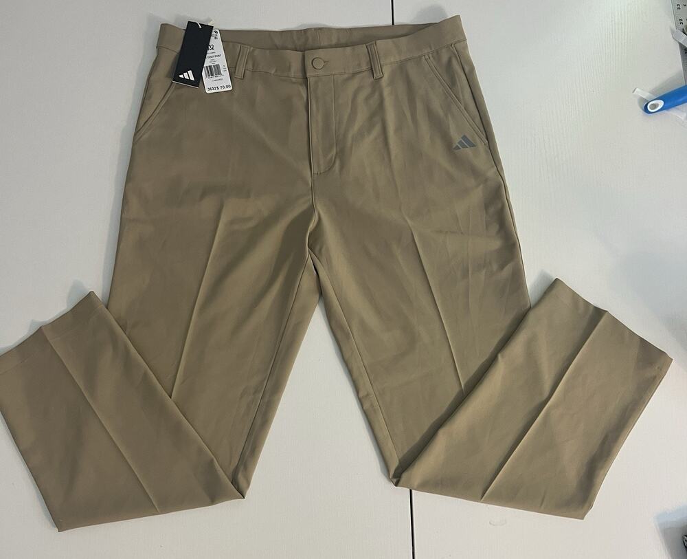 NWT Adidas Golf Pants 36x32 Beige/Khaki Performance Stretch